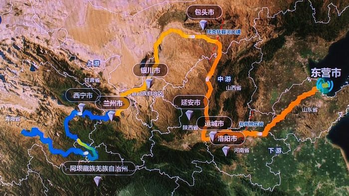△黃河發(fā)源于青藏高原，呈“幾”字形流經(jīng)青海、四川、甘肅、寧夏、內(nèi)蒙古、山西、陜西、河南、山東9省區(qū)，全長5464公里。(資料圖)
