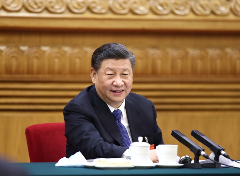 2021年3月5日，習近平總書記參加十三屆全國人大四次會議內(nèi)蒙古代表團的審議。