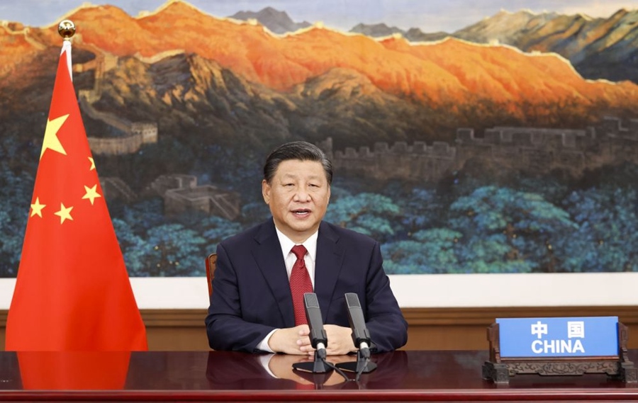 2021年9月21日，國家主席習(xí)近平在北京以視頻方式出席第七十六屆聯(lián)合國大會(huì)一般性辯論并發(fā)表題為《堅(jiān)定信心 共克時(shí)艱 共建更加美好的世界》的重要講話。