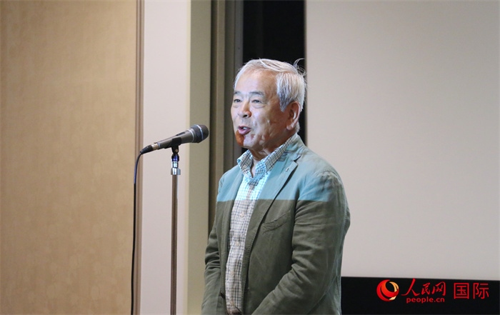 展覽名譽顧問、日本前文化廳長官青柳正規(guī)致辭。（人民網(wǎng) 許可攝）