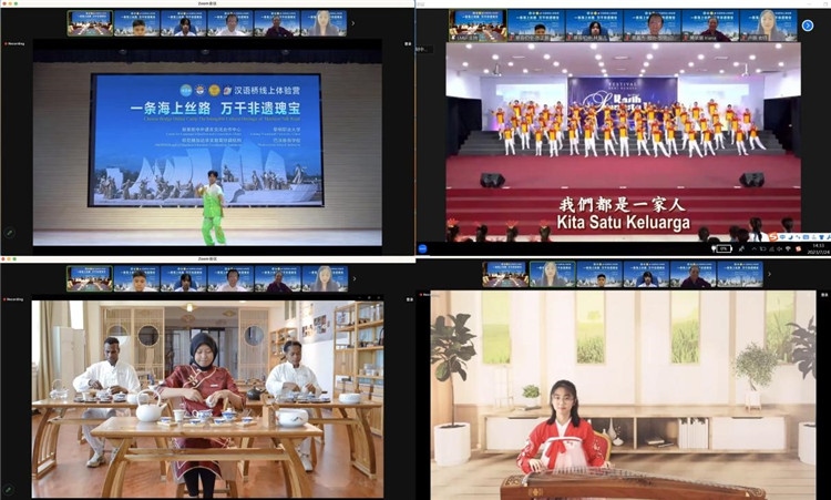 圖為開營儀式上兩國營員表演精彩節(jié)目。黎明職業(yè)大學(xué)供圖