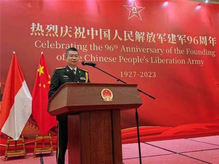圖為徐勝武官致辭。中國駐印度尼西亞使館供圖