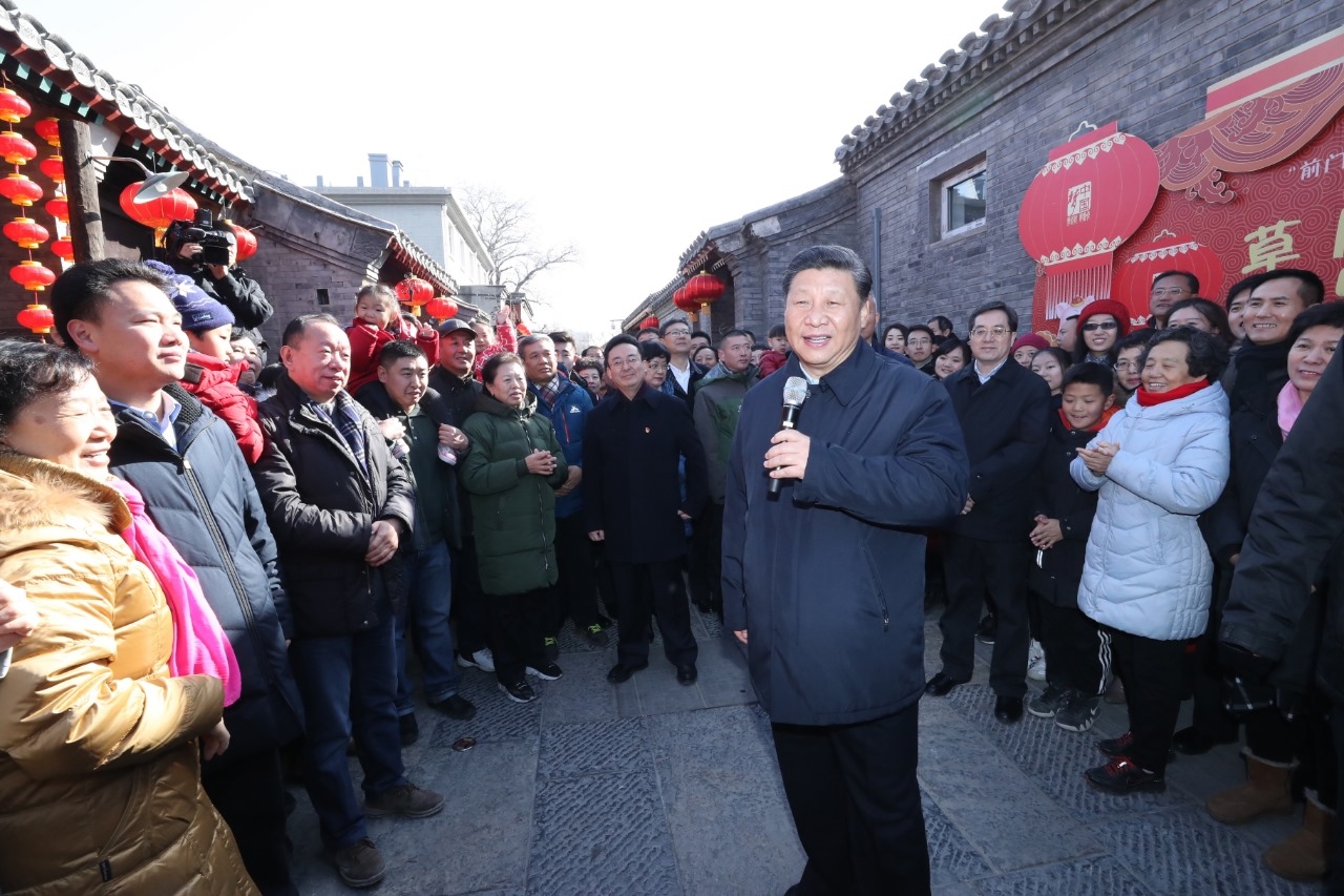 2019年2月1日，習(xí)近平總書記在前門東區(qū)草廠四條胡同給大家拜年，并向全國各族人民致以新春祝福。