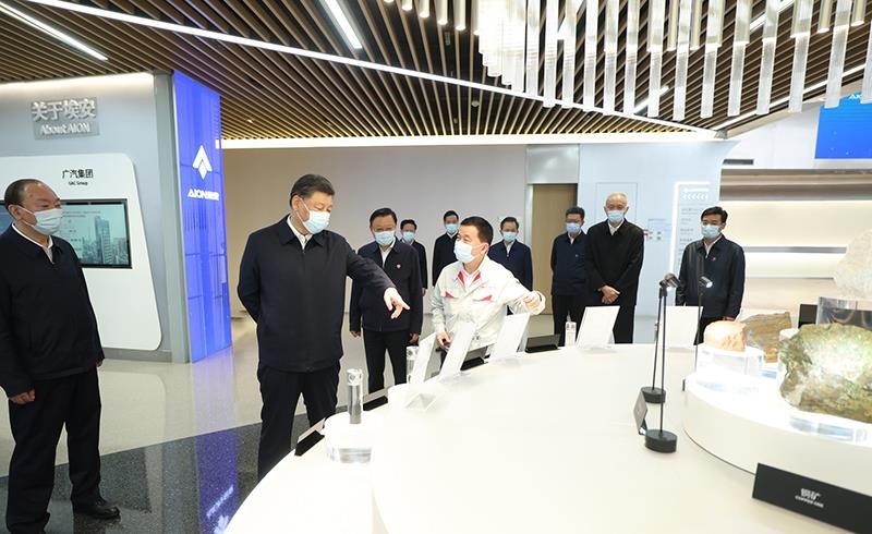 2023年4月12日，習近平總書記在廣東廣汽埃安新能源汽車股份有限公司考察。