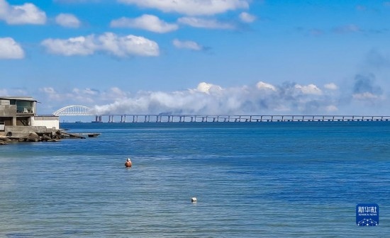 這是8月12日拍攝的克里米亞大橋。新華社/塔斯社