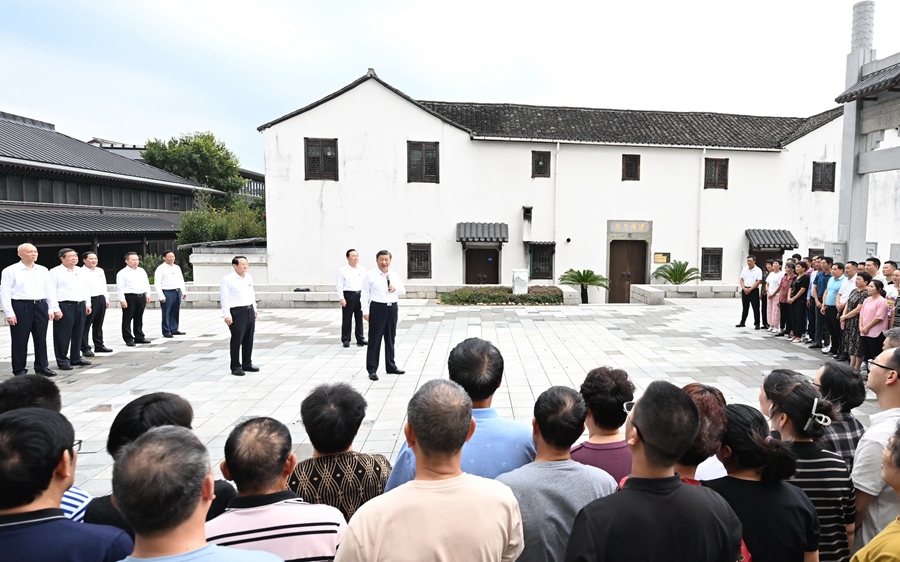9月20日下午，習(xí)近平總書記在楓橋經(jīng)驗(yàn)陳列館考察。新華社記者 燕雁 攝