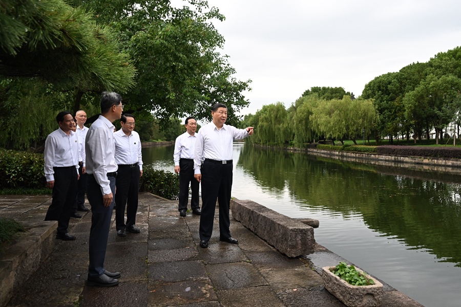 9月20日下午，習(xí)近平總書記在浙東運(yùn)河文化園考察。新華社記者 謝環(huán)馳 攝