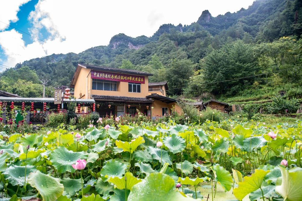 這是8月28日拍攝的華溪村村民開設(shè)的農(nóng)家樂外景。新華社記者 唐奕 攝