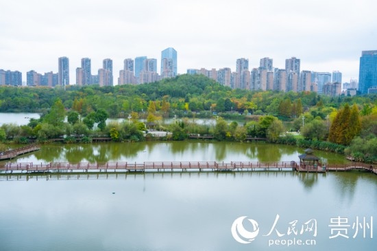 秋日時(shí)節(jié)，觀山湖公園景色美不勝收。人民網(wǎng) 陽(yáng)茜攝