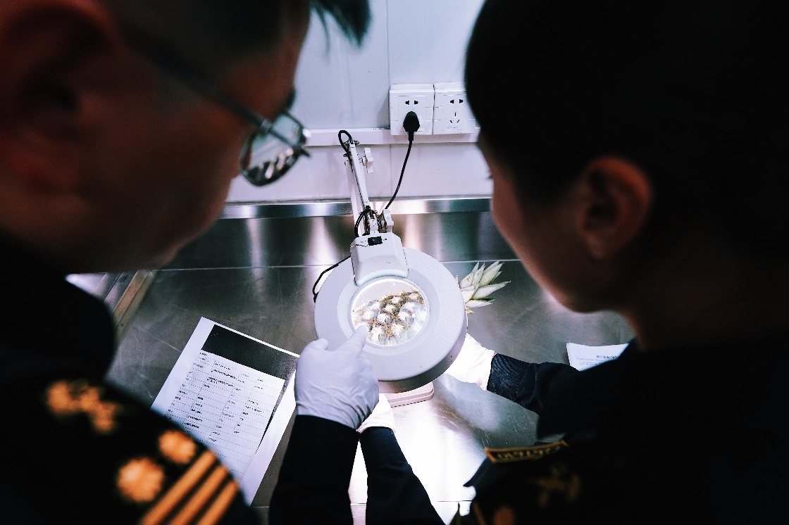 上海海關關員針對檢疫性有害生物和農藥殘留進行檢疫檢驗。陳興洲攝
