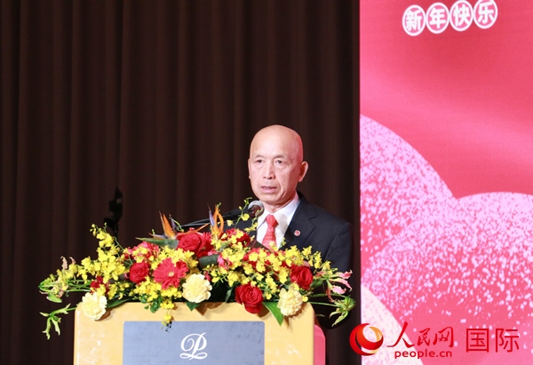 全華聯(lián)理事長(zhǎng)賀乃和致辭。人民網(wǎng) 許可攝