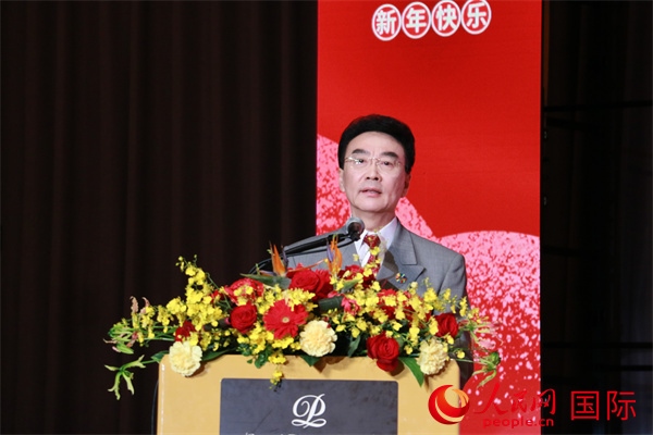 在日中國(guó)企業(yè)協(xié)會(huì)會(huì)長(zhǎng)王家馴致辭。人民網(wǎng) 許可攝
