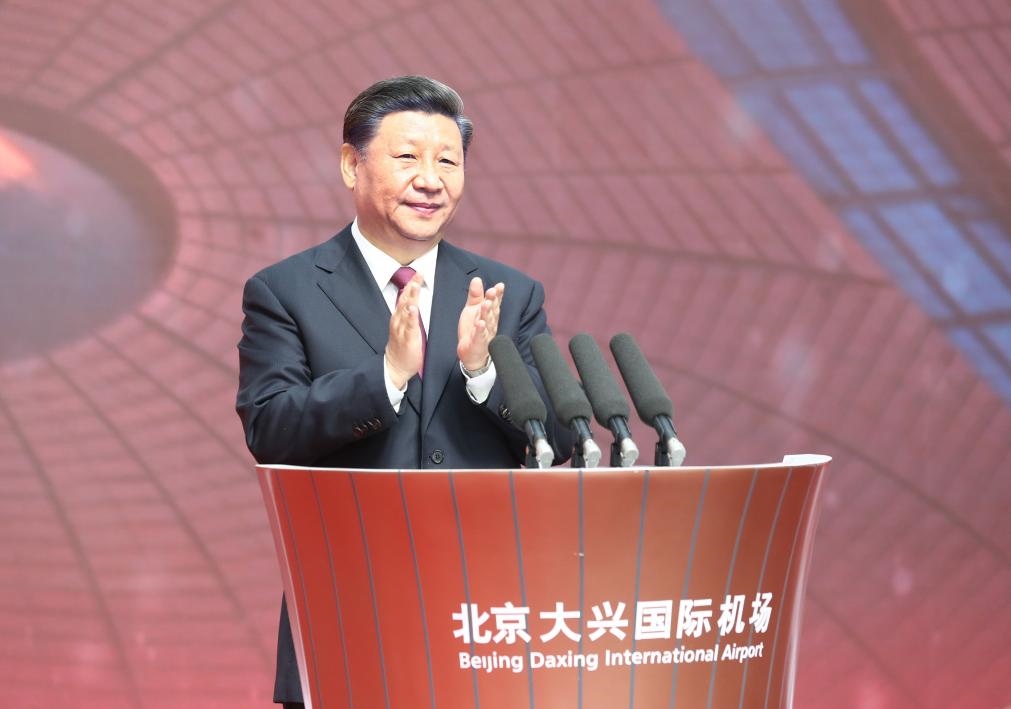 2019年9月25日，習(xí)近平總書記出席北京大興國際機(jī)場投運儀式并宣布機(jī)場正式投入運營。新華社記者 鞠鵬 攝