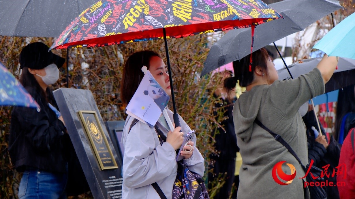 粉絲注視“福寶”車輛，滿眼不舍。 人民網(wǎng) 李帆攝