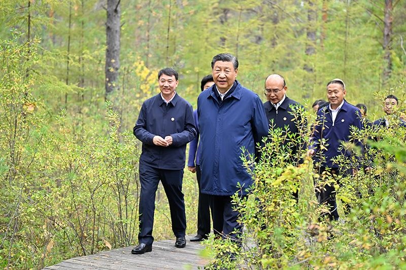 △2023年9月6日，習(xí)近平總書記在大興安嶺地區(qū)漠河市漠河林場自然林區(qū)考察。