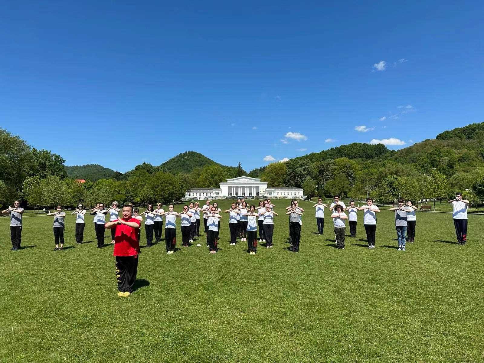 北京體育大學(xué)教授武冬帶領(lǐng)學(xué)員進(jìn)行太極拳演練。布加勒斯特中國(guó)文化中心供圖