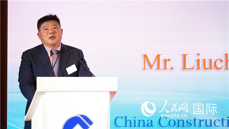 中國建設(shè)銀行國際部副總經(jīng)理岳留昌發(fā)言。 人民網(wǎng) 張茜 攝