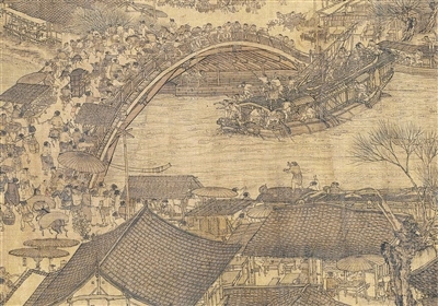 中國畫《清明上河圖》（局部），作者為北宋張擇端。 故宮博物院藏