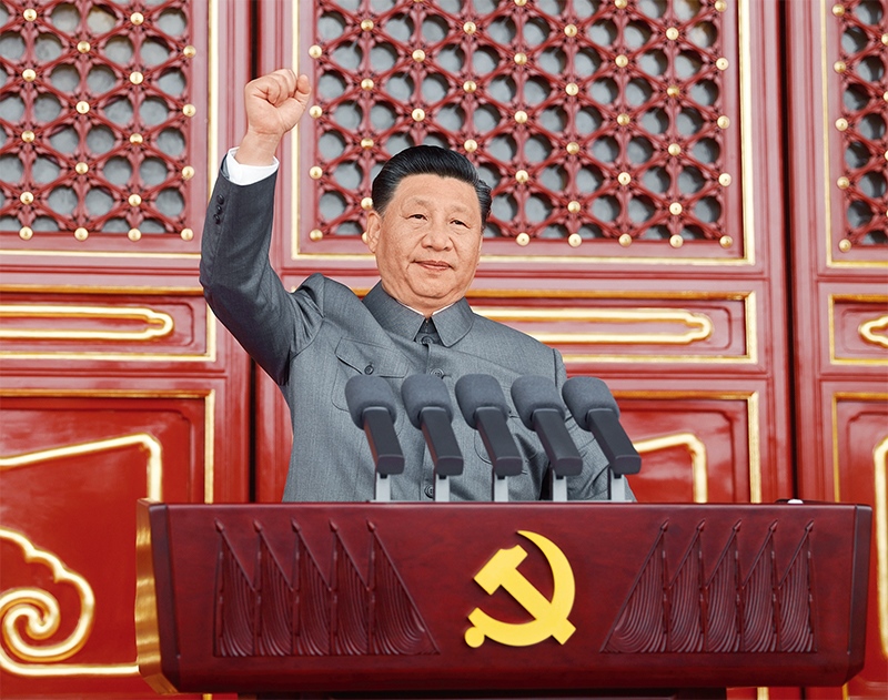 2021年7月1日，慶祝中國共產(chǎn)黨成立100周年大會在北京天安門廣場隆重舉行。中共中央總書記、國家主席、中央軍委主席習(xí)近平發(fā)表重要講話。 新華社記者 鞠鵬/攝