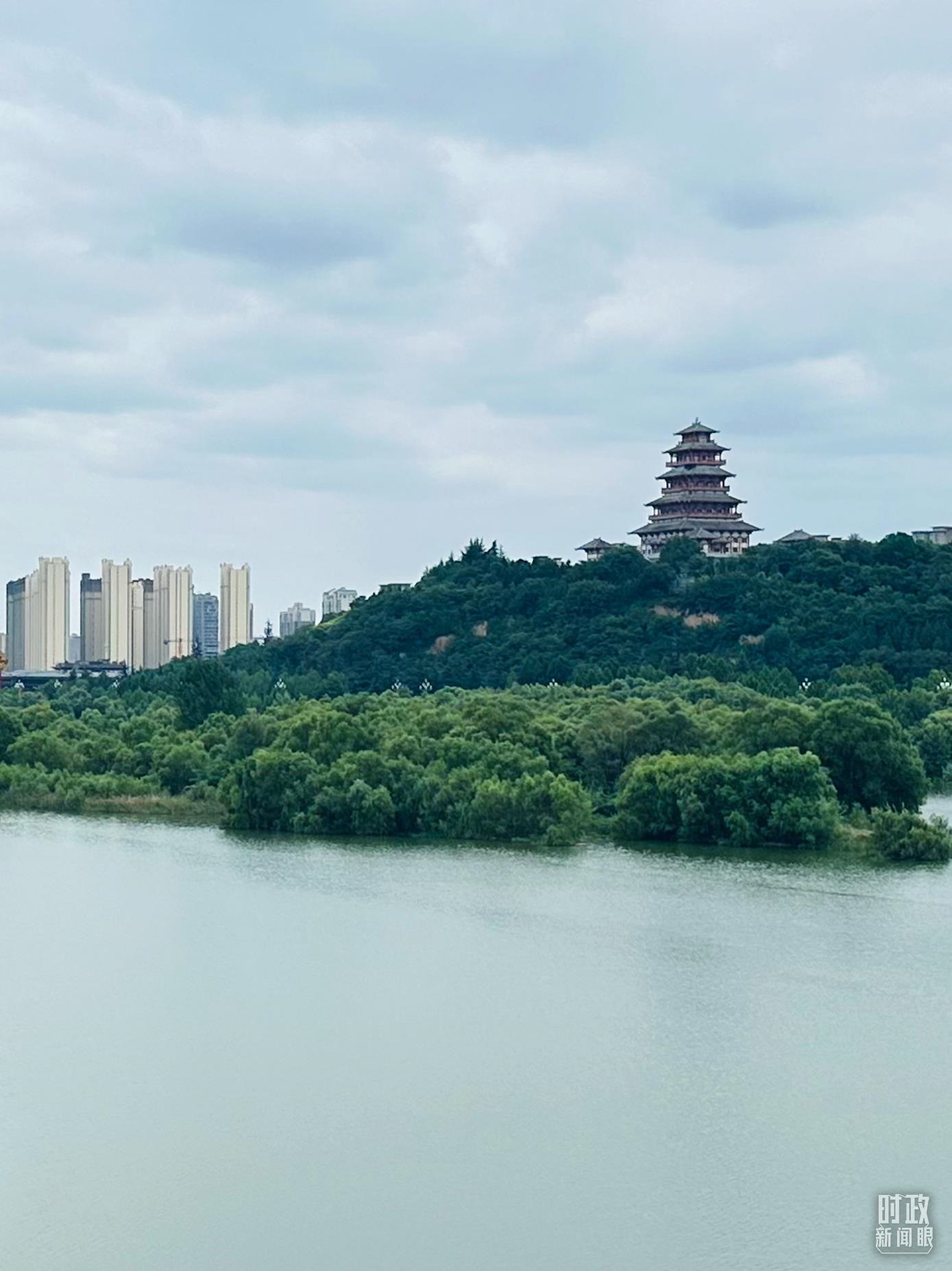 △渭河寶雞段長224公里，目前建成17處渭河灘區(qū)生態(tài)涵養(yǎng)區(qū)。（總臺(tái)央視記者范一鳴拍攝）