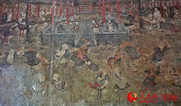 少林寺白衣殿壁畫。人民網(wǎng)記者 張麗婭攝
