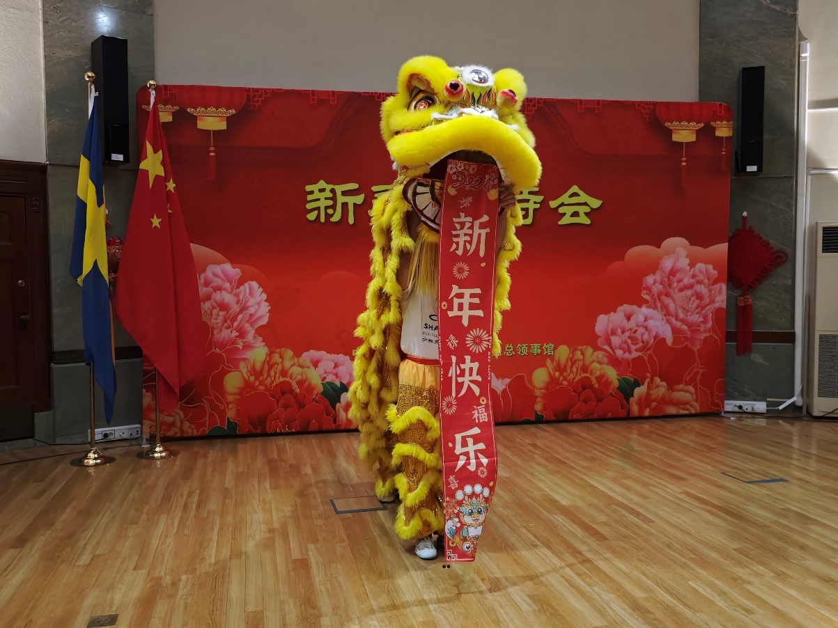 開(kāi)場(chǎng)舞獅表演。中國(guó)駐哥德堡總領(lǐng)館供圖