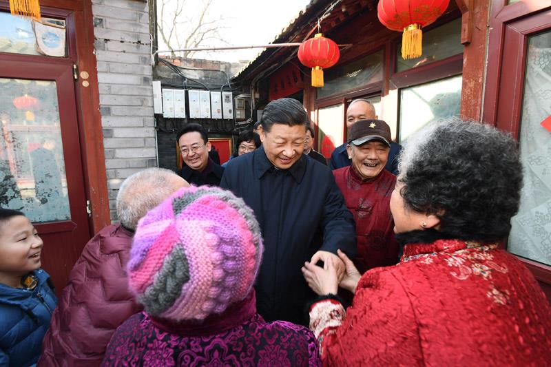 2019年2月1日，習(xí)近平總書記來到北京前門東區(qū)草廠四條胡同看望慰問群眾。