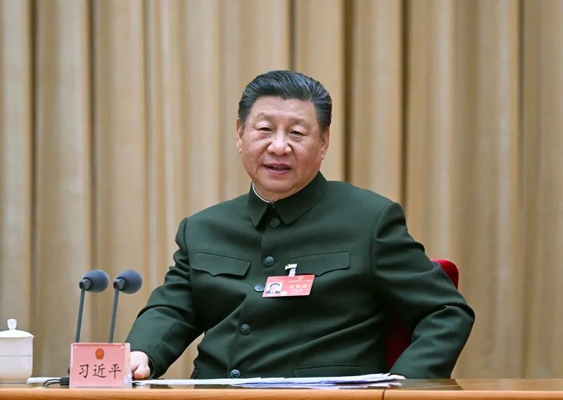 2024年3月7日下午，習(xí)近平出席十四屆全國人大二次會議解放軍和武警部隊代表團(tuán)全體會議并發(fā)表重要講話。新華社記者 李剛 攝