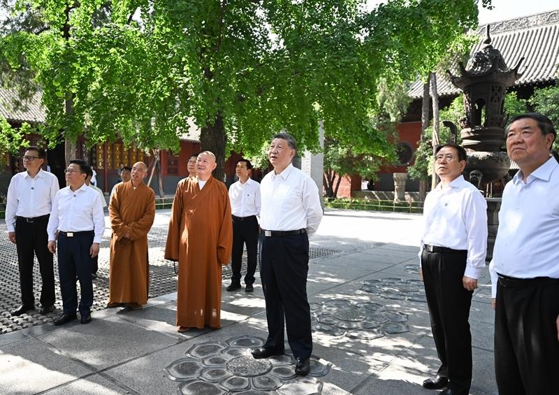 △2025年5月19日，習(xí)近平總書(shū)記在河南洛陽(yáng)白馬寺考察。